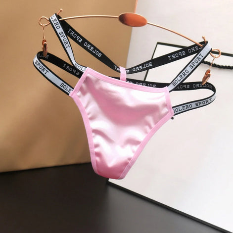 Satin Women Sexy Panties Double Thin Strap G-String Patchwork Micro Thong Sexy Lingerie High-Rise Underpant женское нижнее белье