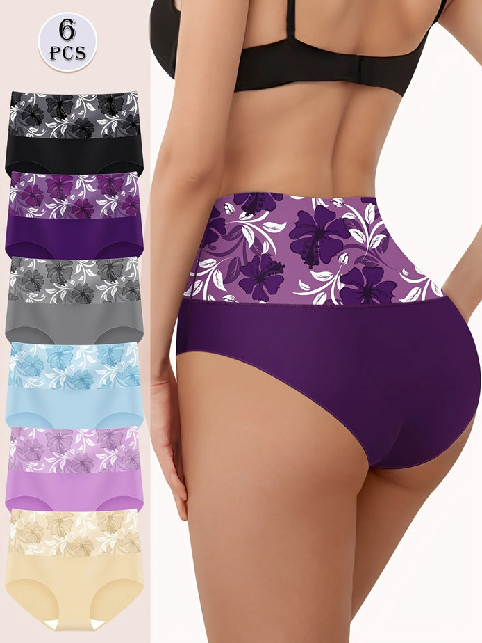 6pcs Women's Panties Triangle Panties Comfortable Shape High Waisted Breathable Skin Friendly Soft