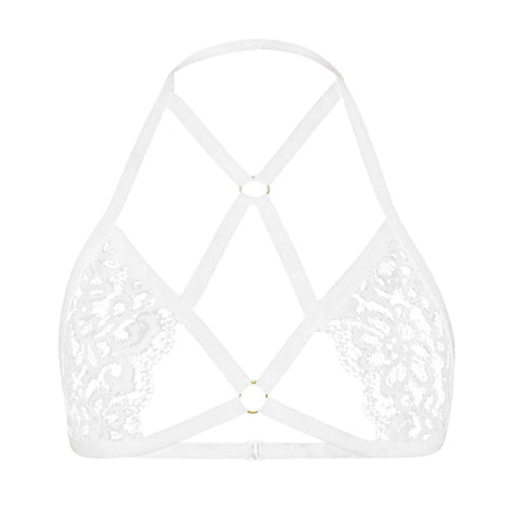 Women's Sexy Lace Strap Bra Halter Neck Crop Tops Hollow Out Sexy Lingerie For Women Temptation Bralette Breast Cutout Corsets