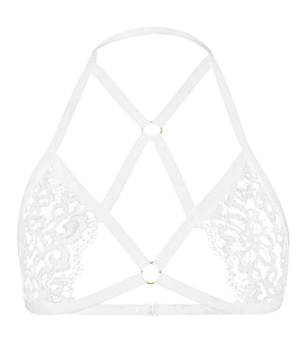 Women's Sexy Lace Strap Bra Halter Neck Crop Tops Hollow Out Sexy Lingerie For Women Temptation Bralette Breast Cutout Corsets