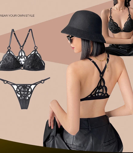French Sexy Lingerie Set Women Ultra Thin Lace Breathable Bra Set Summer Soft Cup Comfort Underwear Bralette and Panties Thong