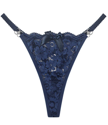 Meet’r Women Lace Panties Sexy Low Waist G String Thong Femal Metal Decoration Elasticity Lingerie Temptation T-Back Underwear