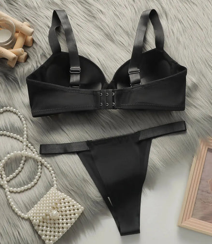 Viomisha Women Sexy Lingerie Set Ladies Soild Color Brassiere Push Up Bra 3/4 Cup Comfortable Intimates Underwear Panty Set S-L