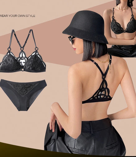 French Sexy Lingerie Set Women Ultra Thin Lace Breathable Bra Set Summer Soft Cup Comfort Underwear Bralette and Panties Thong
