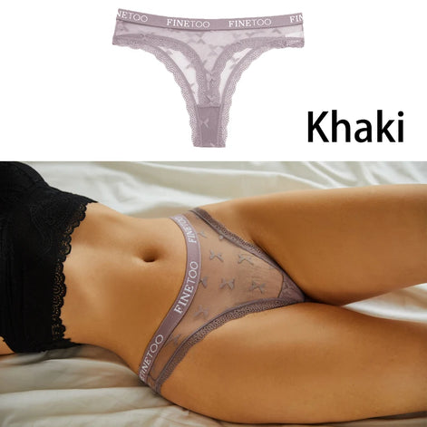 Sexy Lace Women's Thong FINETOO Perspective Thongs Women Panties Low Waist T-Back Female Underpants Soft Breathable Lingerie