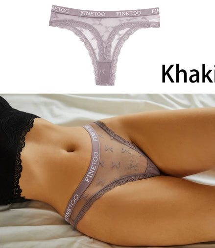 Sexy Lace Women's Thong FINETOO Perspective Thongs Women Panties Low Waist T-Back Female Underpants Soft Breathable Lingerie