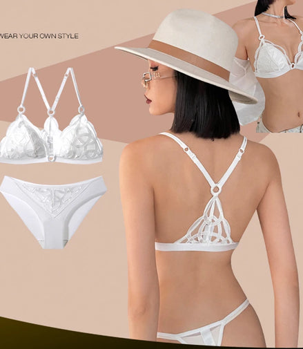 French Sexy Lingerie Set Women Ultra Thin Lace Breathable Bra Set Summer Soft Cup Comfort Underwear Bralette and Panties Thong
