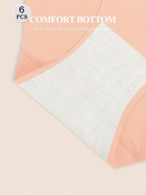 6pcs Women's Panties Triangle Panties Comfortable Shape High Waisted Breathable Skin Friendly Soft