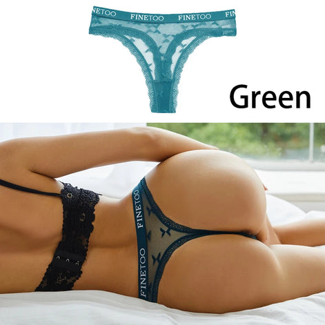 Sexy Lace Women's Thong FINETOO Perspective Thongs Women Panties Low Waist T-Back Female Underpants Soft Breathable Lingerie