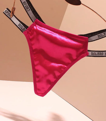 Satin Women Sexy Panties Double Thin Strap G-String Patchwork Micro Thong Sexy Lingerie High-Rise Underpant женское нижнее белье