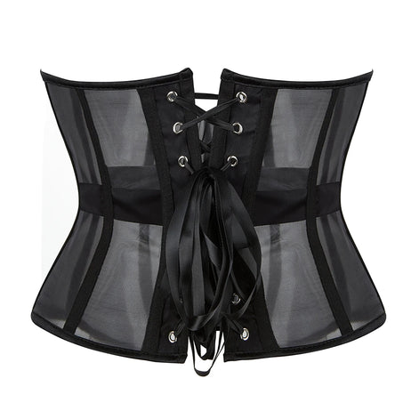 Mesh Net Transperant Corset Gothic Underbust Cupless Bustier Waist Slimming Corselet Korsett See Through Korset