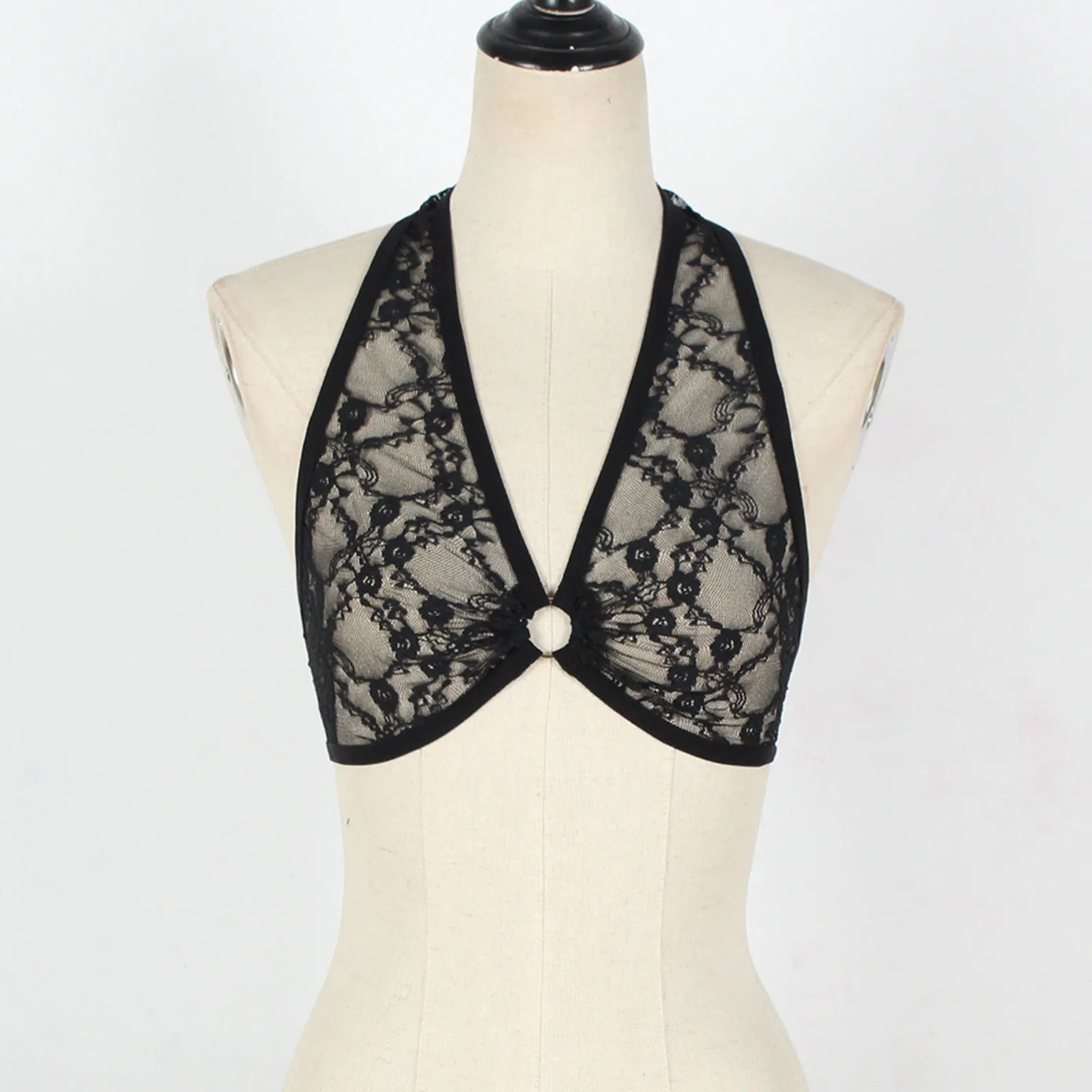 Women's Sexy Lace Strap Bra Halter Neck Crop Tops Hollow Out Sexy Lingerie For Women Temptation Bralette Breast Cutout Corsets