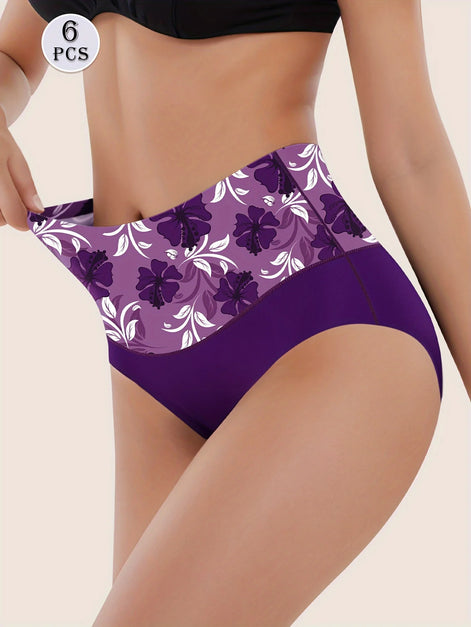 6pcs Women's Panties Triangle Panties Comfortable Shape High Waisted Breathable Skin Friendly Soft