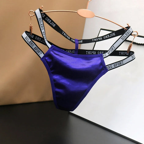 Satin Women Sexy Panties Double Thin Strap G-String Patchwork Micro Thong Sexy Lingerie High-Rise Underpant женское нижнее белье