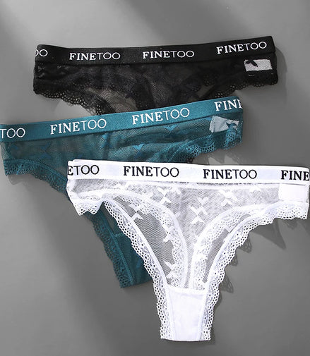 Sexy Lace Women's Thong FINETOO Perspective Thongs Women Panties Low Waist T-Back Female Underpants Soft Breathable Lingerie