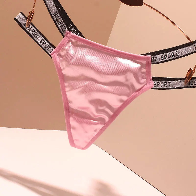 Satin Women Sexy Panties Double Thin Strap G-String Patchwork Micro Thong Sexy Lingerie High-Rise Underpant женское нижнее белье